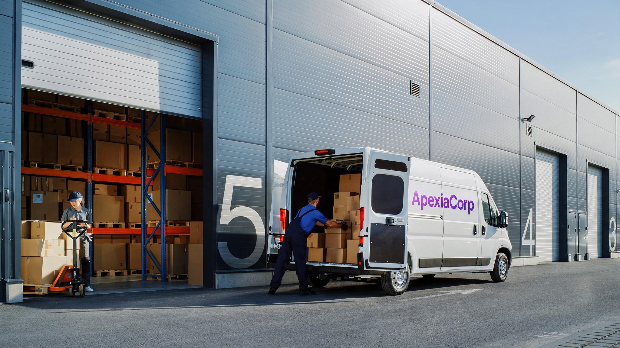 Commercial transport truck carrying business materials