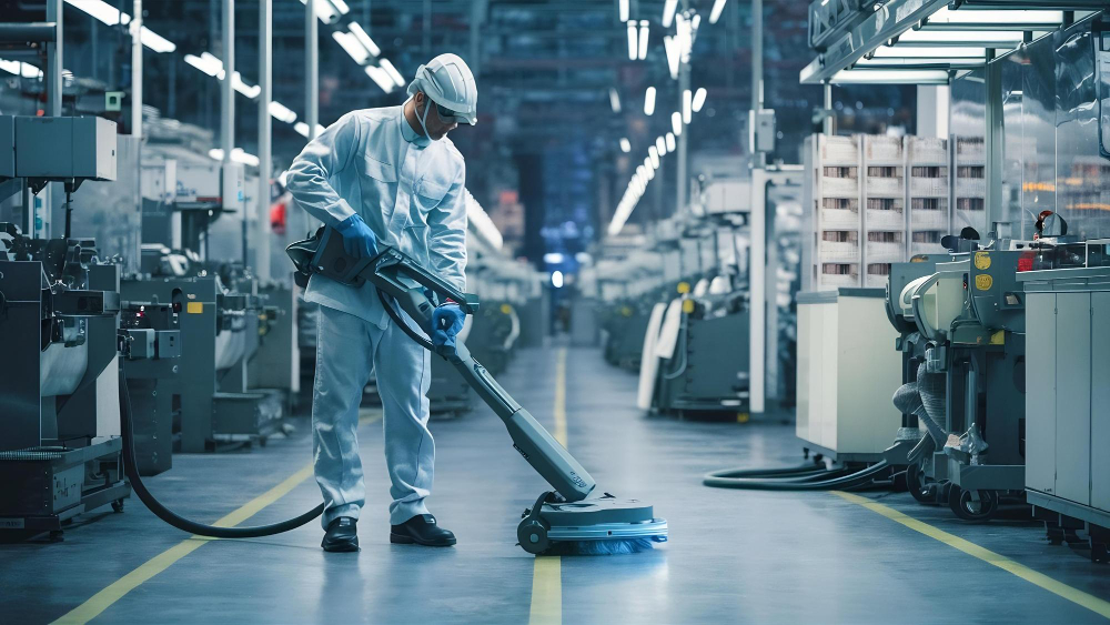 Advanced industrial cleaning in a manufacturing facility
